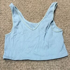 Source Unknown Sky Blue Ribbed Crop Top